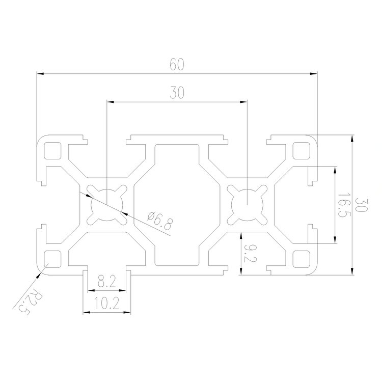 EFE8-3060B工業鋁型材尺寸圖